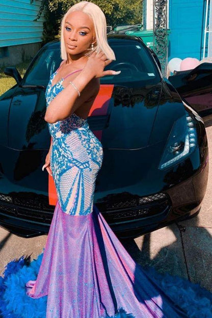 Stunning Satin Sequins Mermaid Prom Dresses  C559