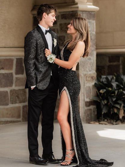 Tove | Orange One Sholder Sequins Mermaid Prom Dresses with Slit
