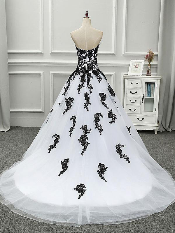 Tulle Princess Black Wedding Dresses Sleeveless Lace Court Train Bridal Dress