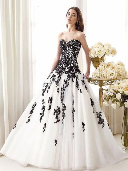 Tulle Princess Black Wedding Dresses Sleeveless Lace Court Train Bridal Dress