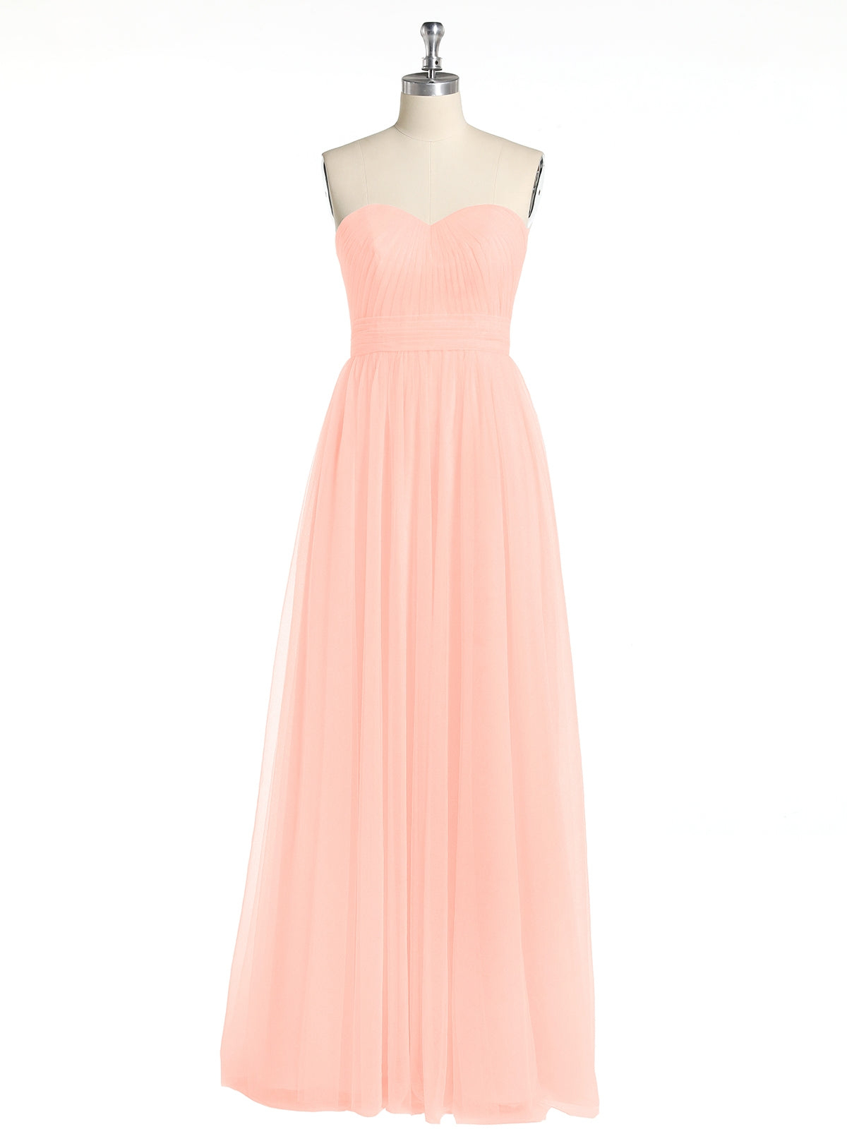 Strapless Sweetheart Neck Tulle Dresses with Bow-Coral