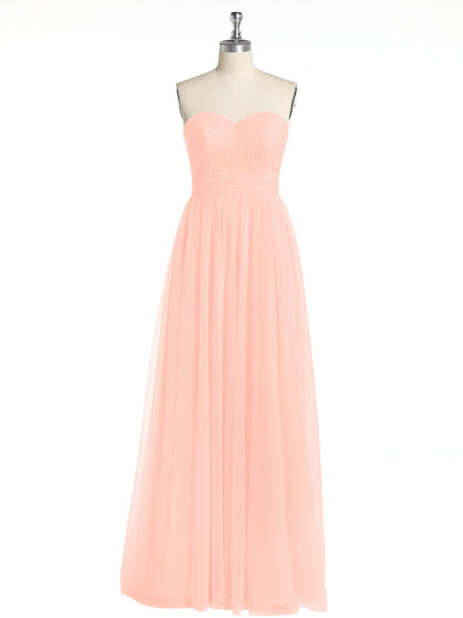 Strapless Sweetheart Neck Tulle Dresses with Bow-Coral