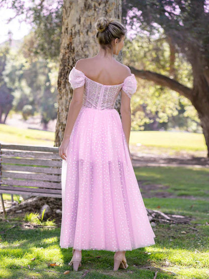 Aimishang Elegant Sweetheat Evening Dress Neck Maxi Length Tulle Prom Dress