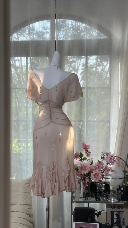 Pink Sparkling Short Homecoming Dress Chiffon Ball Gown Evening Dress Party Dress gh4747