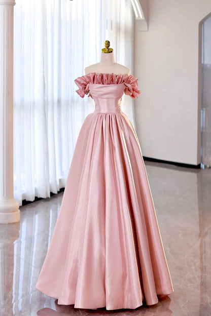Milan | Burgundy Strapless Satin Long Prom Dress, A-Line Evening Party Dress