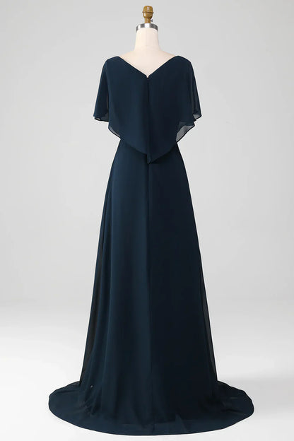 A-Line V-Neck Asymmetrical Sequins Mother of the Bride Dress With Beading