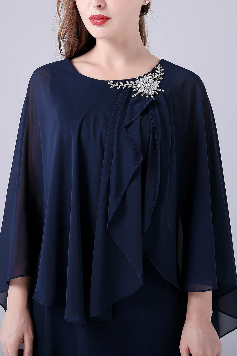 A-Line Scoop Neck Chiffon Floor-Length Mother of the Bride Dress