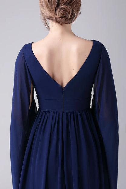 A-Line V-Neck Chiffon Floor-Length Mother Of the Bride Dress With Pleated