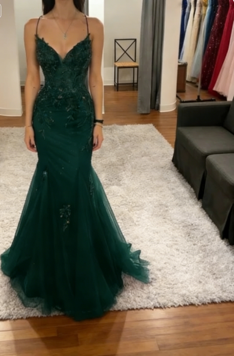 Classy Mermaid Straps Red Tulle Backless Long Prom Dresses Party Dress Birthday Outfits Graduation Dresses W0513