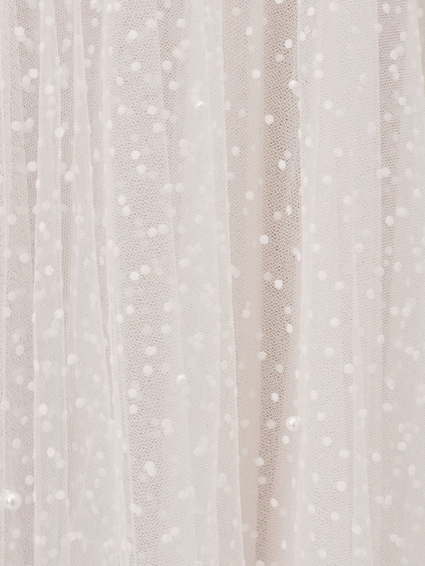 White Short Bridal Dress A-Line Sweetheart Pearls Tea Length Wedding Dress Spaghetti Straps