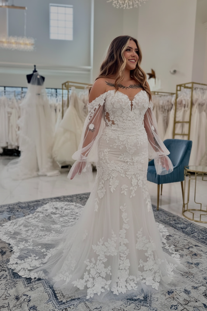 Sweetheart Appliques Lace Mermaid Wedding Dresses Chapel Train
