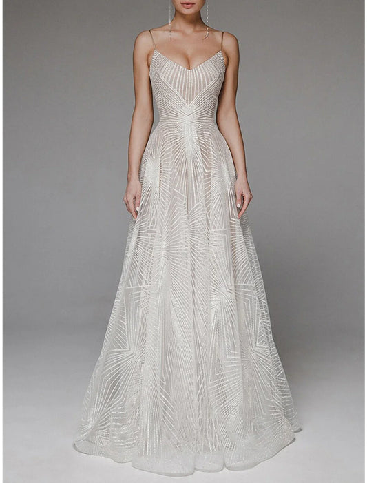 Aimishang A-Line Prom Dresses Sexy Dress Wedding Guest Engagement Floor Length Sleeveless Spaghetti Strap Tulle Backless with Embroidery